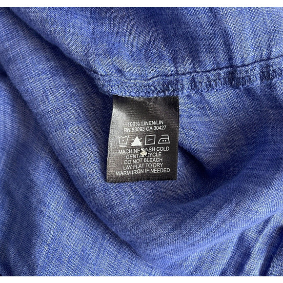Nic+Zoe Linen Shirt Plus Size 2X Blue Button Front Oversized Beachy Coastal - Picture 5 of 7